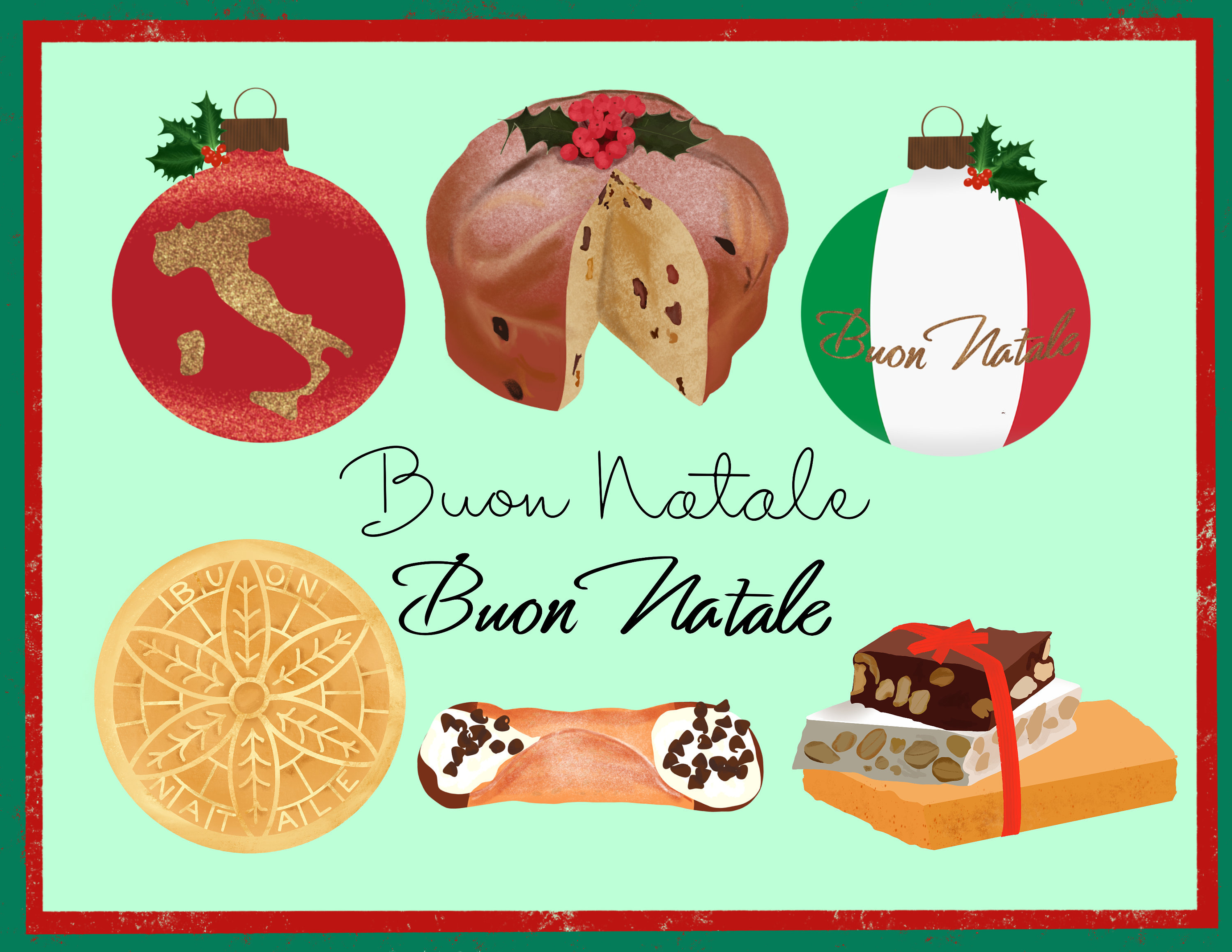Italian Christmas Clipart Bundle Pack Digital Download SVG, PNG, Italy