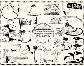 Retro Atomic Clipart Bundle: Mid-Century Modern Summer Designs (SVG & PNG)