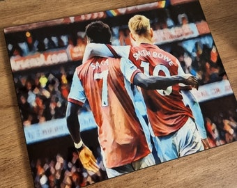 Saka and Smith Rowe watercolour effect print on wooden block