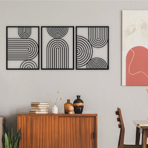 Mid Century Modern Wood Wall art , Geometric Wood Wall Art , Extra large wall art , Wooden Wall Art Set , Boho wall decor , christmas gift