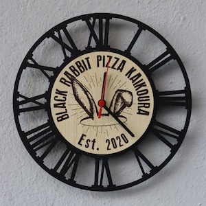 Custom Wall Clock, Personalized Logo Clock, Wood Wall Clock, Minimalist Clock, Rustic Custom Business Name Wooden Clock, Modern Wall Clock