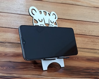 Phone Stand, Personalized Phone Holder , Animal Phone Stand, Wooden Cell Phone Holder, iPhone Stand, Personalized Name, Christmas Gift