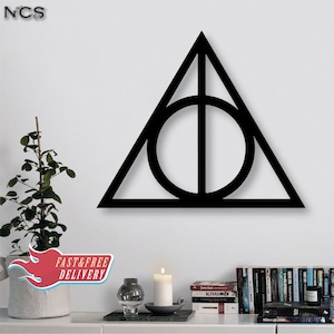 Deathly Hallows Wall Decor, Deathly Hallows Wooden Art,  Magic wand, Wood Wall Art, Film Series Decor, Series Wall Decor, Christmas gift