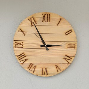 Rustic Reclaimed Wood Clock, Mid Century Modern Wooden Wall Clock, Minimalist Scandinavian Decor, Modern Rustic Farmhouse Clock