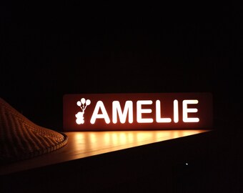 Night Light with Balloon & Elephant, Personalized Night Light, Custom Baby Night Lamp, Nursery Light with Name,Baby Room Decor,Gift For Kids