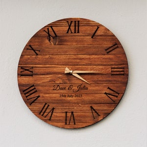 Personalized Mid Century Modern Wooden Wall Clock, Rustic Reclaimed Wood Clock, Minimalist Scandinavian Decor, Modern Rustic Farmhouse Clock
