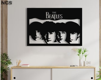 Póster de los Beatles, arte mural de los Beatles, accesorio de pared musical, arte mural de madera, regalo de Navidad para amantes de los Beatles, decoración divertida de los Beatles