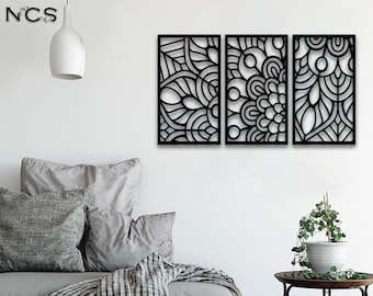 Mandala Wood Wall Art Geometric Design | Modern Boho Wooden Panel Hanging Decor | Handmade Sacred Geometry Spiritual Home Accent