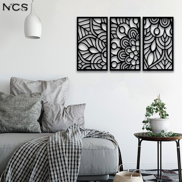Mandala Wood Wall Art Geometric Design | Modern Boho Wooden Panel Hanging Decor | Handmade Sacred Geometry Spiritual Home Accent