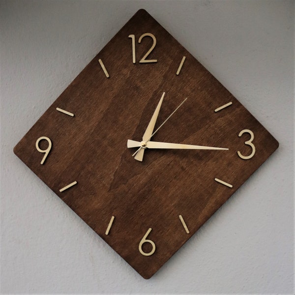 Minimalist Scandinavian Decor, Mid Century Modern Wooden Wall Clock, Rustic Reclaimed Wood Clock with Geometric Art,Bauhaus and Wood Accents