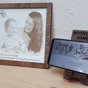 Mothers Day Gift, Spotify plaque, Custom Wood Frame,First mothers day,Personalized Mothers Day Wood Photo,Engraved Picture Mothers Day Gift