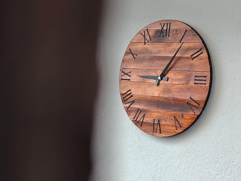 Rustic Reclaimed Wood Clock, Mid Century Modern Wooden Wall Clock ...
