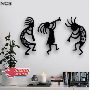 Art mural Kokopelli, lot de 3 décorations murales Kokopelli, cadeau de Noël, décoration murale bohème, art amérindien, art mural sud-ouest, décoration sud-ouest