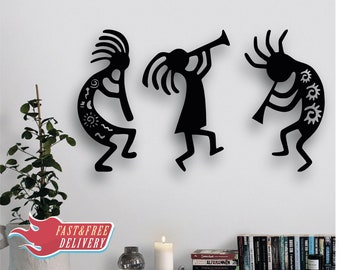 Kokopelli Wall Art, Set of 3 Kokopelli Wall Decor,christmas gift,boho wall decor,native american art, Southwest Wall Art, Southwestern decor