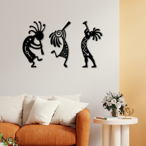 Kokopelli Wall Art, Set of 3 Kokopelli Wall Decor,christmas gift,boho wall decor,native american art, Southwest Wall Art, Southwestern decor