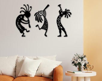 Kokopelli Wall Art, Set of 3 Kokopelli Wall Decor,christmas gift,boho wall decor,native american art, Southwest Wall Art, Southwestern decor