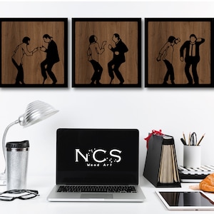 Pulp Fiction Dance Black Wood Wall Art - Bedroom, Living Room, or Bathroom Decor - Unique Gift Idea