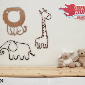 Nursery wall art , Safari Baby Shower, Safari Trio Wall Set, Baby room decor , Custom Nursery Decor,  Nursery name sign , Baby Shower Gift