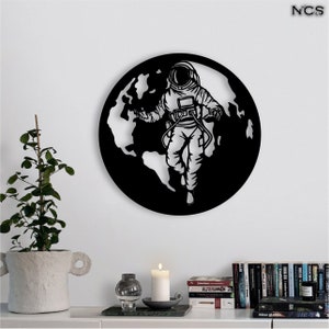 Astronaut Wood Wall Decor, Space Wall Art, Cadeau voor zoon, Room Decor, Young Room Gift, World Wood Wall Decor, Kerstcadeau, Kinderkamer kunst aan de muur