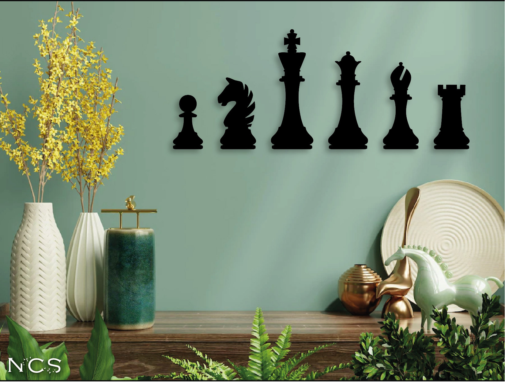 Chess Set Board Game Decor Chess Wall Art Chess Pieces Wood Etsy