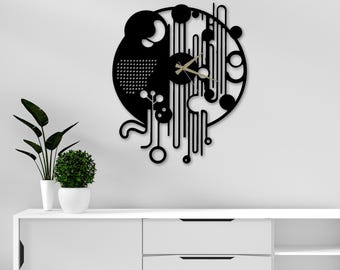 Mid Century Modern Wooden Wall Clock – Silent Non Ticking Rustic Wall Clock | Retro Minimalist Scandinavian Decor | Unique Housewarming Gift