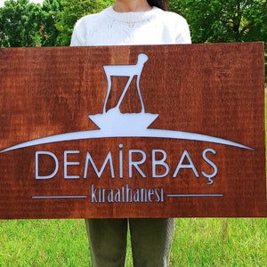 Letrero luminoso de madera personalizado, colgante con logotipo de pared, letrero cortado con láser, logotipo personalizado