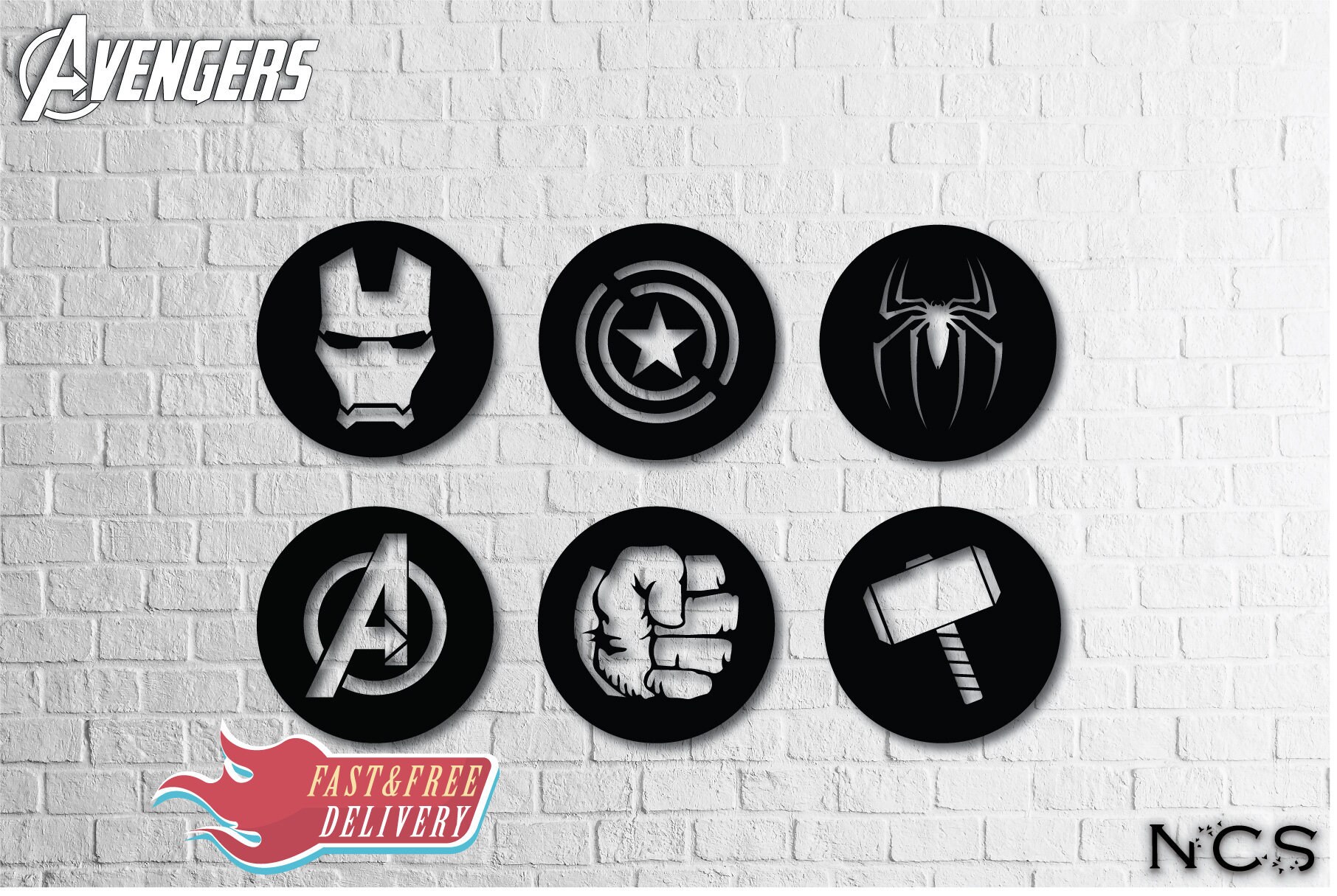 Avengers Wood Wall Art Set of 6 Geometric Wall Decor 3D Etsy