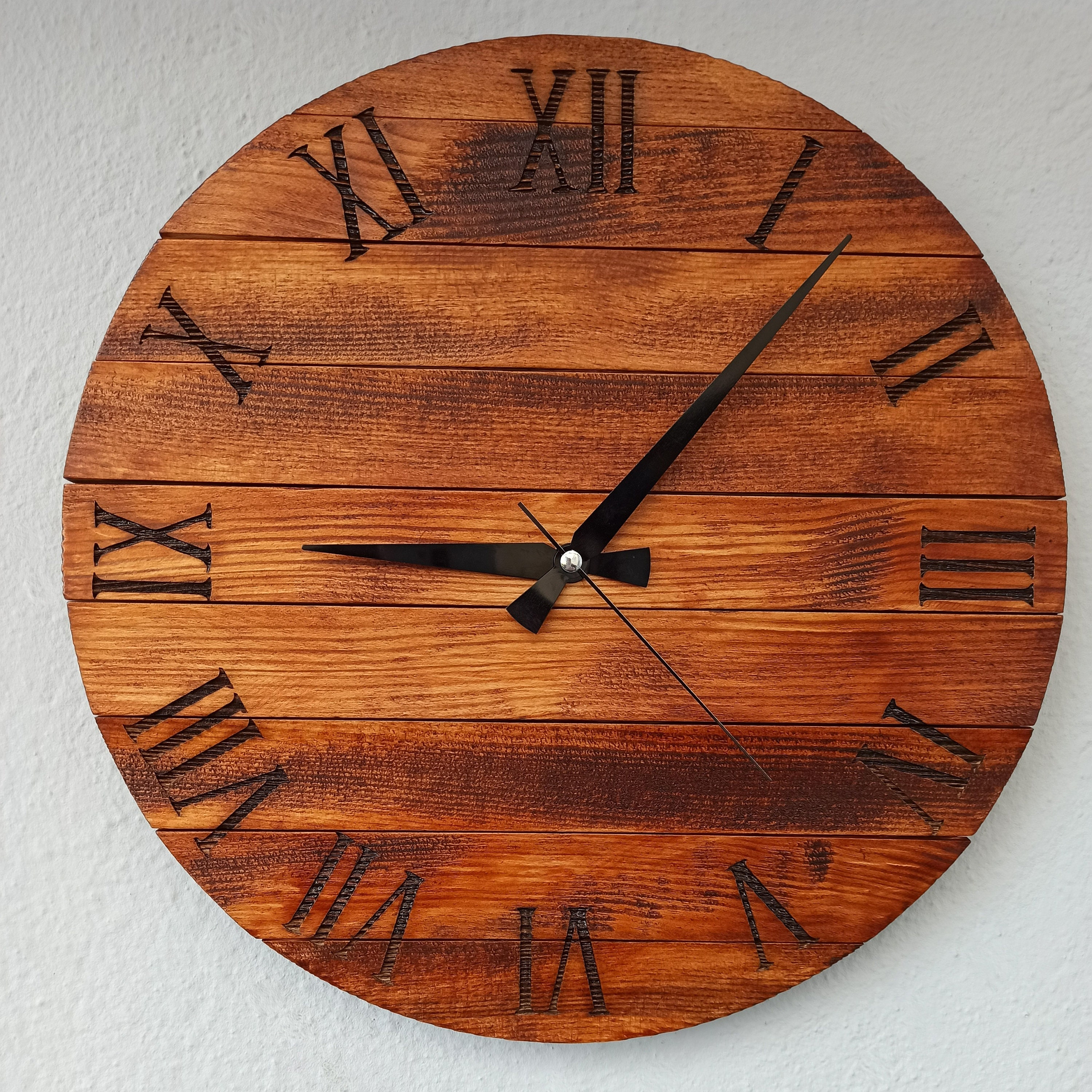 Mid Century Modern Wooden Wall Clock, Rustic Reclaimed Wood Clock ...