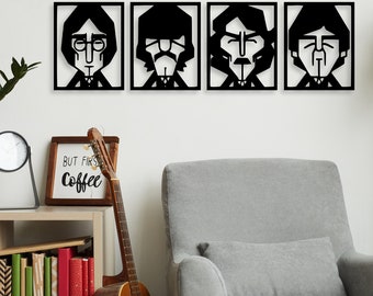 Arte mural de los Beatles, accesorio musical de pared, póster de los Beatles, arte mural musical, regalo de Navidad para amantes de los Beatles, decoración divertida de los Beatles