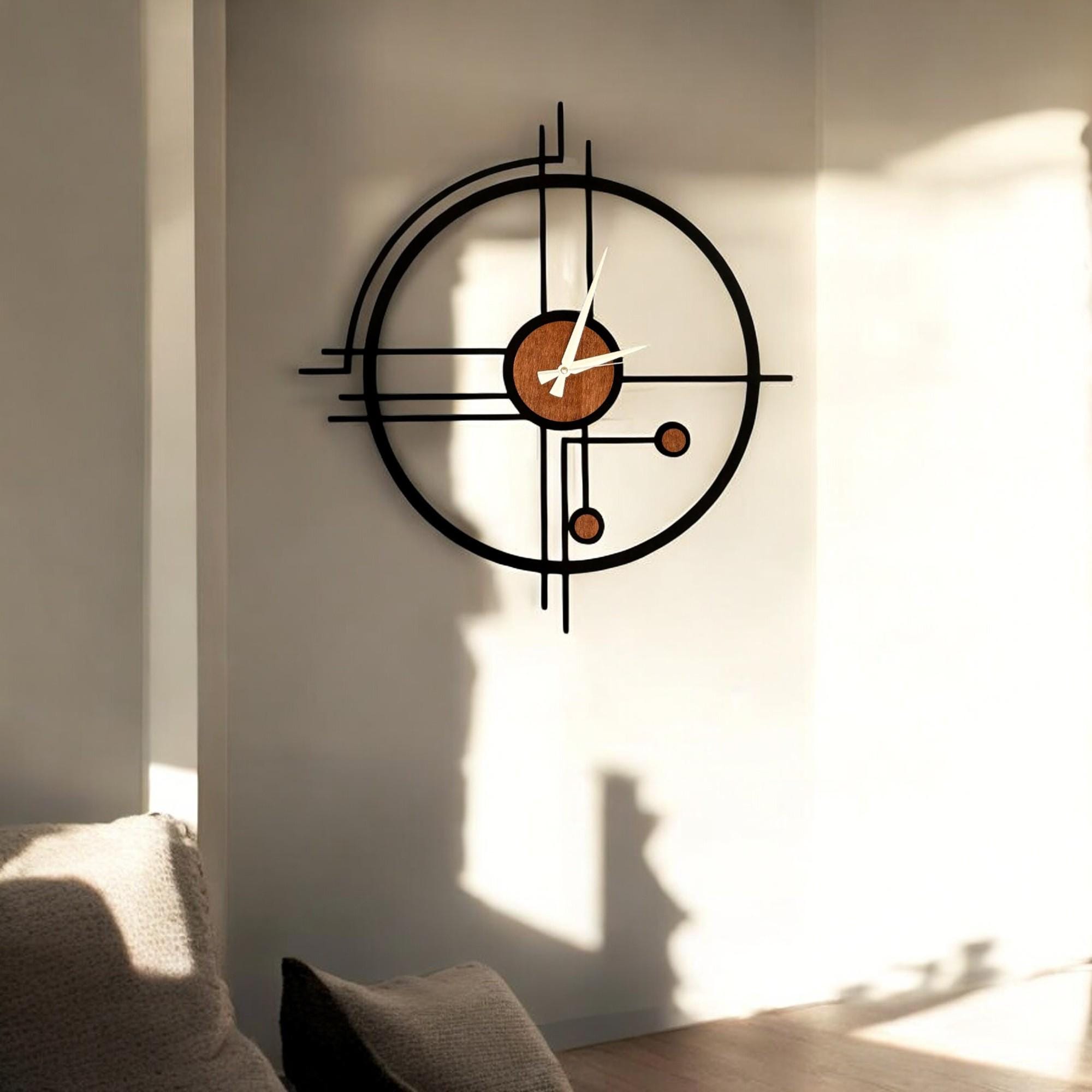 Wooden Wall Clock, Minimalist Scandinavian Wall Clock, Modern Rustic ...