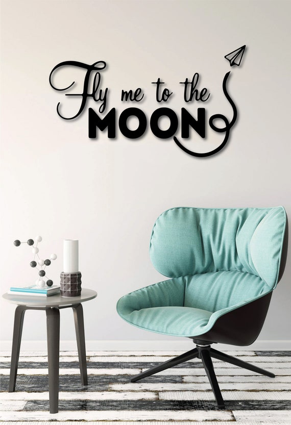 Fly me to the moon wood wall art for decoration,wood wall sign,home design,minimalist decoration,housewarming gift,mid century modern art