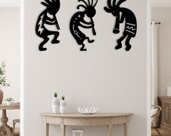 Kokopelli Wall Art, Set of 3 Kokopelli Wall Decor,christmas gift,boho wall decor,native american art, Southwest Wall Art, Southwestern decor