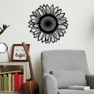 Sunflower Wooden Wall Art | Daisy Lotus Mandala Boho Floral Panel | Above Bed Decor Gift for Mom | Handmade Rustic Nature Wall Hanging
