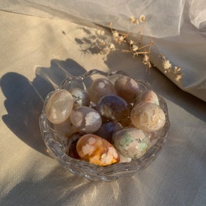 TWO flower agate eggs/tumbles