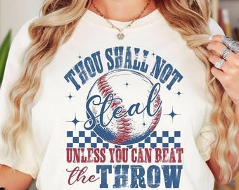 Comfort Colors® Baseball Shirt, Softball Mom Graphic Tee, Funny Game Day T Shirt, Thou Shall Not Steal Womens Top, Sports Mom Gift Idea