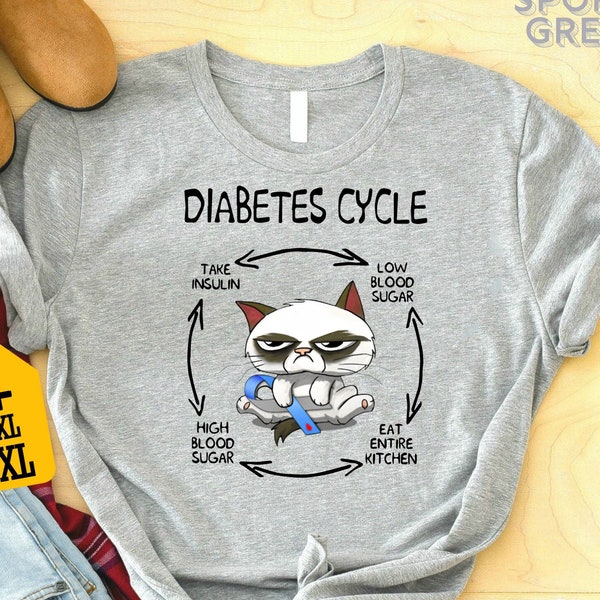 Cat Diabetes Cycle Shirt, Funny Cat Shirt, Diabetes Awareness Shirt, Cat Lover Shirt, Diabetic Life Shirt, Diabetec Support Shirt