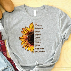 Sunflower Bible Verse Shirt For Christian Women, Christian Clothing, Religious Shirt, Faith Shirt, Jesus Shirt, Mother&#39;s Day Shirt