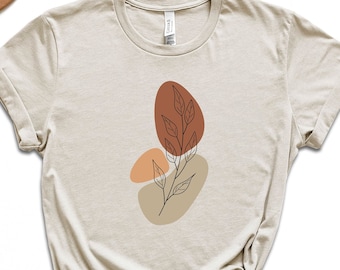 Boho Botanical Shirt, Minimalist Women Shirt, Minimal Abstract Line Shirt, Wild Flower Shirt, Plant Shirt, Trendy T-Shirt, Floral Tee