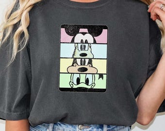 Comfort Colors® Vintage Disney World Characters Mickey Goofy Pluto Donald Duck Shirt Cute Mickey And Friends Shirt Disneyland Vacation Shirt