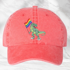 Dinosaur Rainbow Flag Hat, LGBTQ Hat, LGBTQ+ Pride Cap, Pride Parade Hat, LGBTQ Support Cap, Pride Month Gift, Colorful Equality Hat