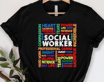 Funny Social Worker Shirt Social Work Grad Gift Peace Love Social Work T-Shirt Social Worker Gift Social Work Shirt