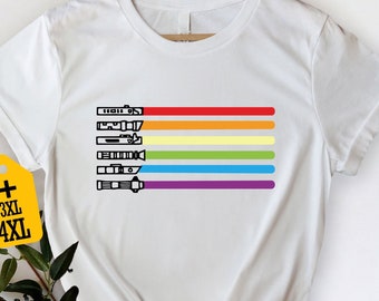 T-shirt Star Wars Fierté avec sabre laser arc-en-ciel pour les célébrations de la fierté T-shirt Fierté LGBTQ pour les fans de Star Wars Soutenez la communauté LGBTQ+