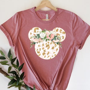 Disney Floral Shirt, Minnie Leopard Shirt ,Disney Shirt, Mickey Shirt, Minnie Shirt, Disney World Tee, Disney Shirt For Women, Unisex Shirt