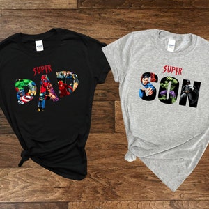 Camiseta de superhéroe para papá, camiseta de súper papá, camiseta de súper hijo, camiseta a juego para papá e hijo, camiseta a juego para padre e hijo, camiseta del Día del Padre, camiseta de súper padre, regalo para papá