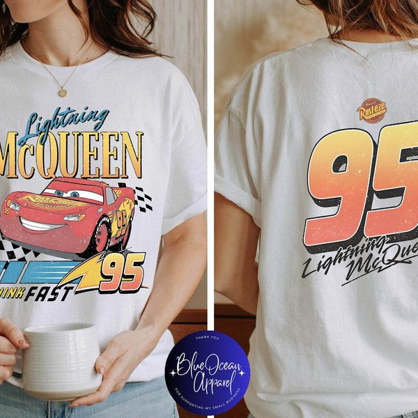 Disney Pixar Car Lightning McQueen Two-sided Shirt, Disney Cars Land Shirt, Kids Disney Shirt, Disneyland Tee, Walt Disney World