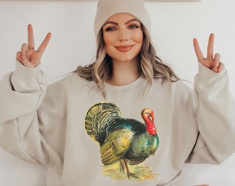 Vintage Turkey Sweatshirt, Thanksgiving Shirt, Thanksgiving Sweatshirt, Autumn Shirt, Fall Sweatshirt, Turkey Shirt, Vintage Thanksgiving
