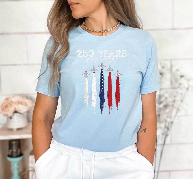 USA 250 Years Shirt, Patriotic Jet Fighter Shirt, America 250th Anniversary Shirt, Independence Day Tee, USA 1776-2026 Shirt image 3