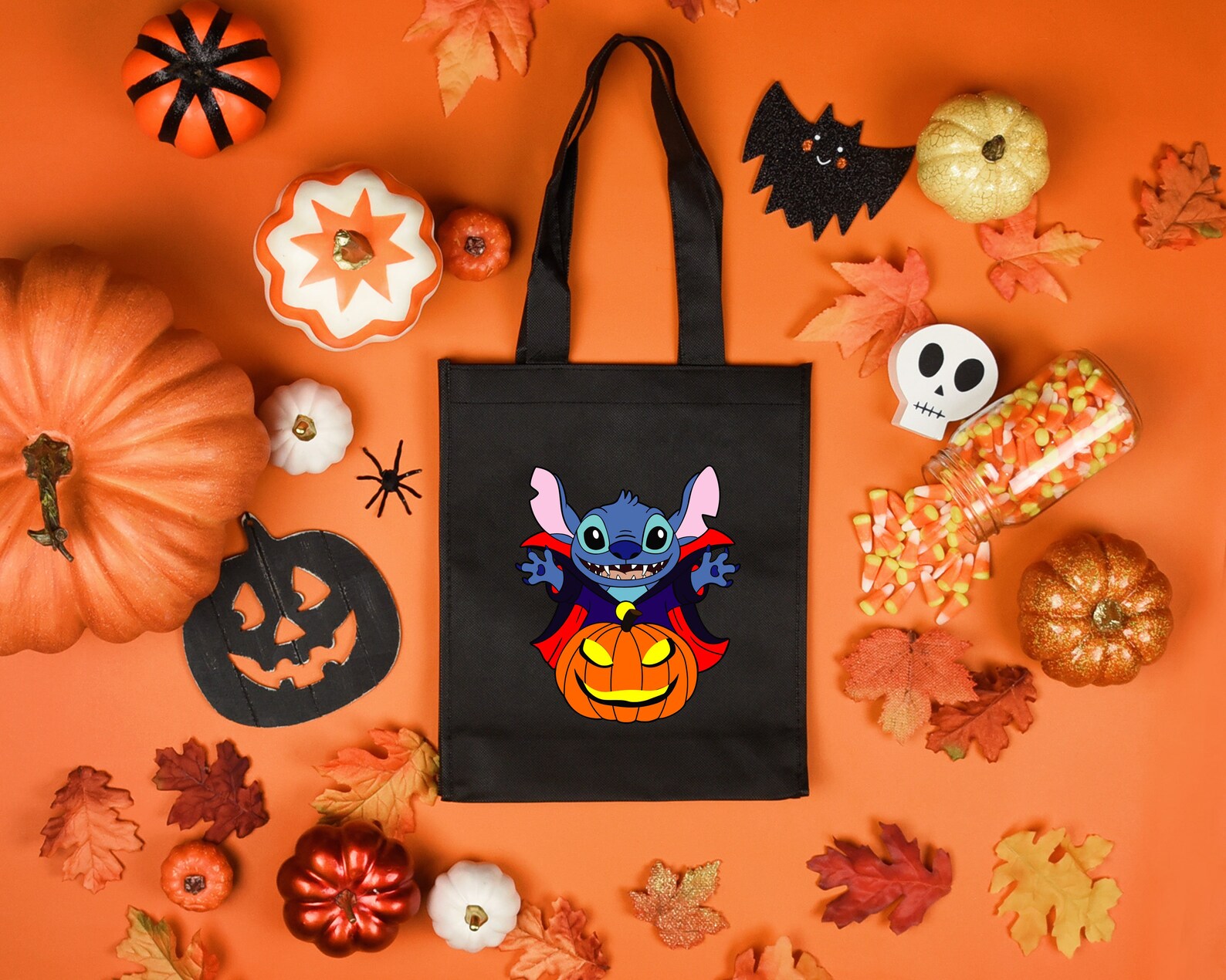 Stitch Halloween Tote Bag Trick Or Treat Tote BagHalloween Etsy
