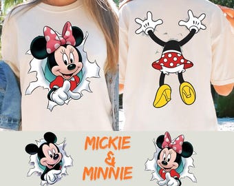 Mickey and Minnie Matching Shirts, Funny Disney Couple T-Shirts, Cute Cartoon Front and Back Design, Disney Trip Couple Tee