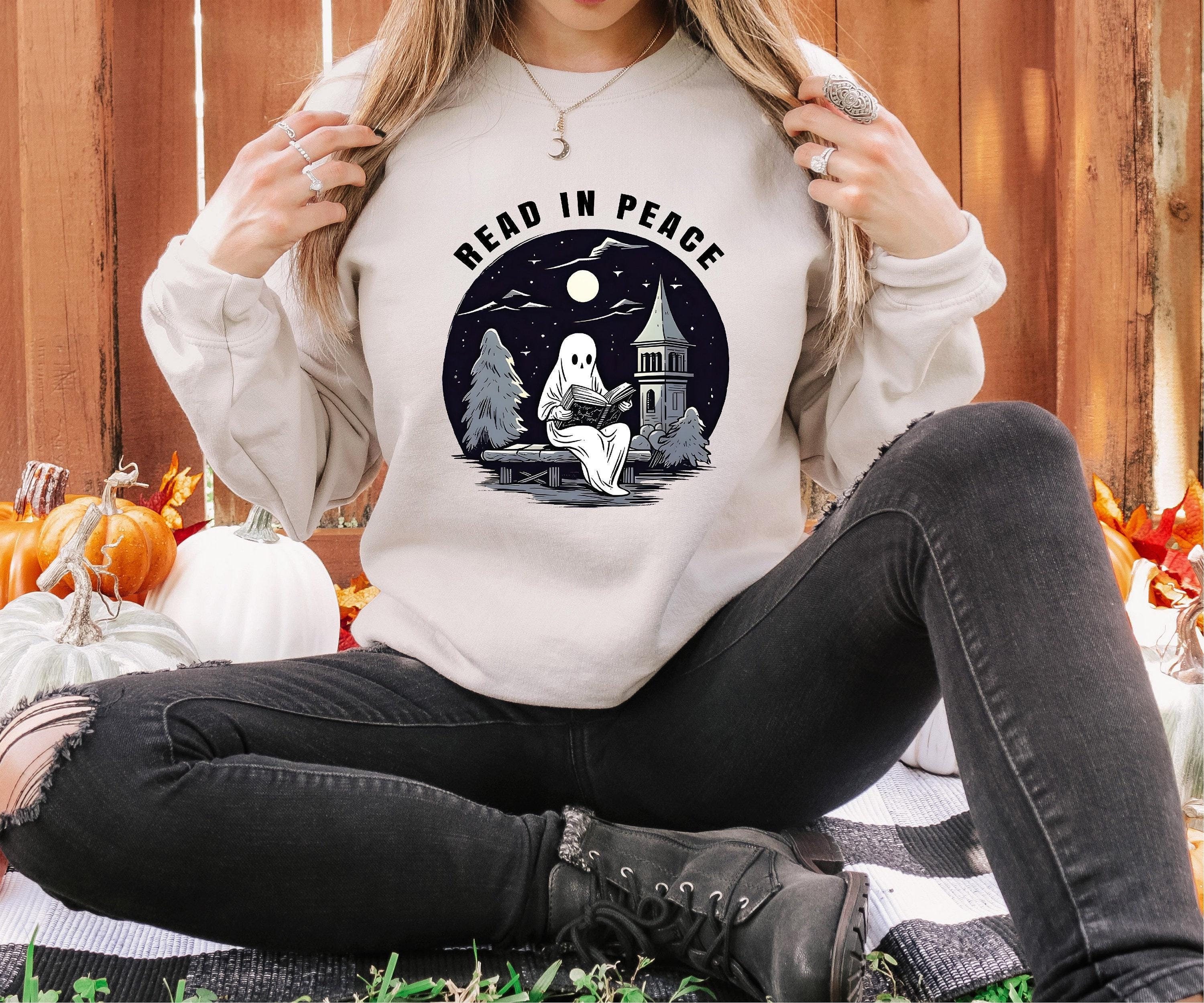 Halloween Read In Peace Sweatshirt, Halloween Ghost Reading Sweatshirt, Funny Halloween Shirt, Book Lover Halloween Gift, Spooky Season